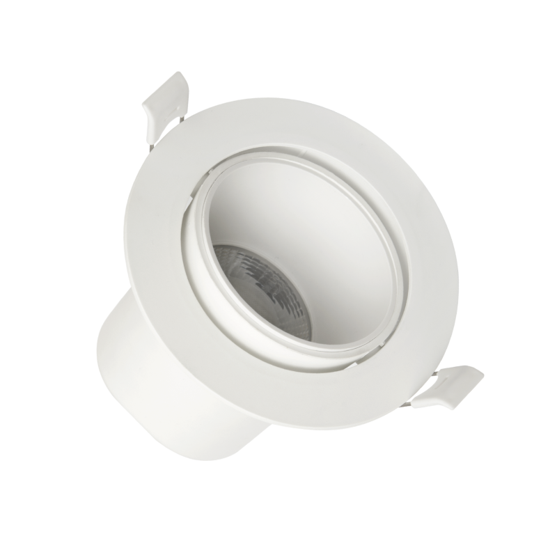 8w, Tiltable IP20 downlight with reflector, UGR<19, IC-4, Triac dimmable, 3 CCT changeable with flex and plug